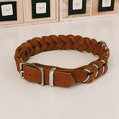 Fettlederhalsband "Charlie" – Cognac