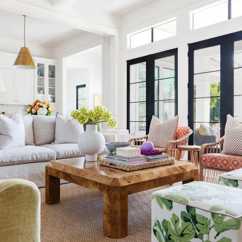 Family Living Room featuring Elliston House throw pillows by Oyster Creek Studios