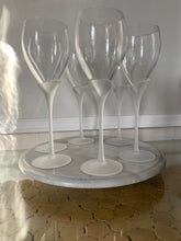 Load image into Gallery viewer, Vintage Set of 6 Tall Frosted Stem Wine Glasses
