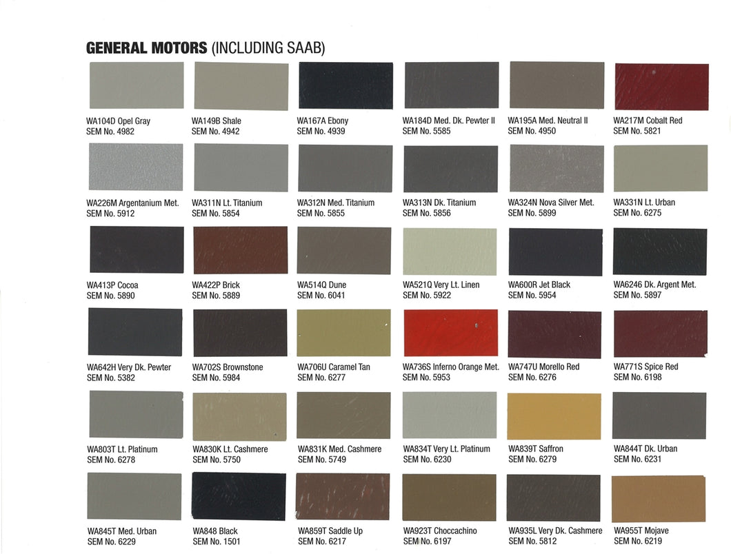 Interior Upholstery Paint GM Chevrolet 2013 66 Auto Color