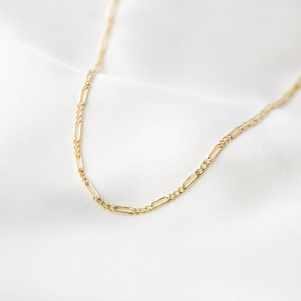 Gold Figaro Chain Layering Choker Necklace in Silver - J F W