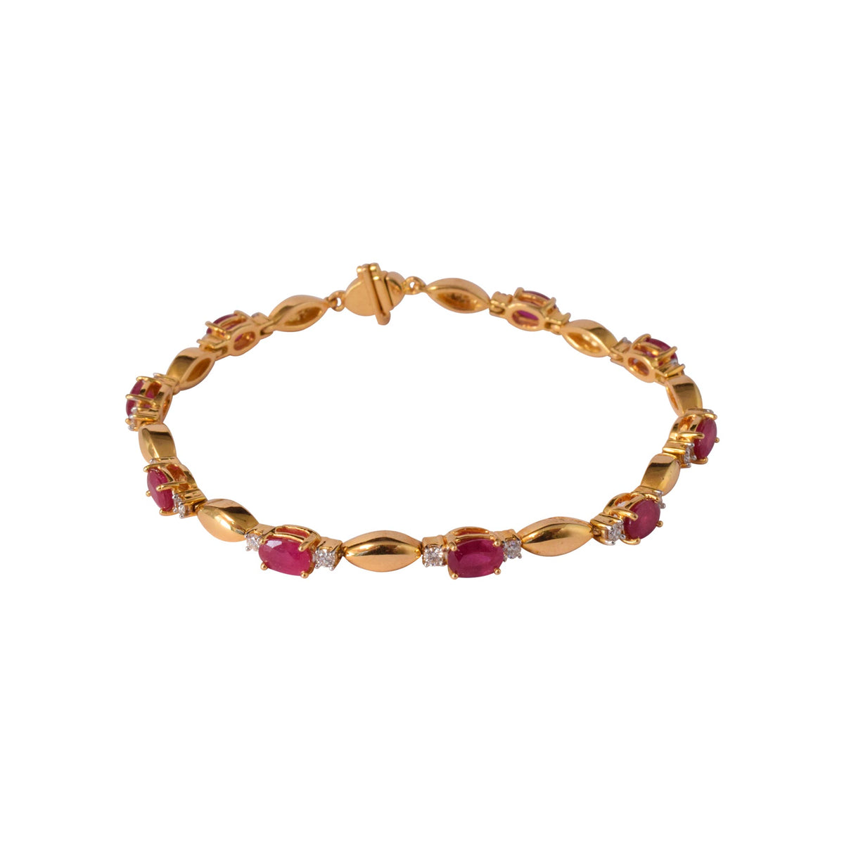 Burmese Ruby and Diamond Bracelet made in 14k Gold - Chris Jewels