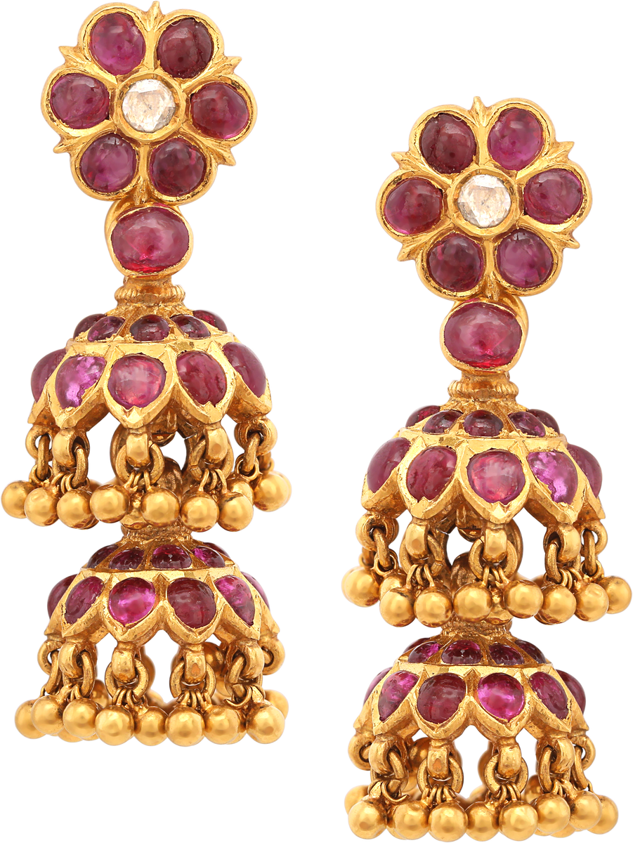 P.N.Gadgil Jewellers 22k (916) Yellow Gold Tiny Hearts Gemstone Stud  Earrings for Kids by PNG Jewellers Drop Earrings for Girls : Amazon.in:  Fashion