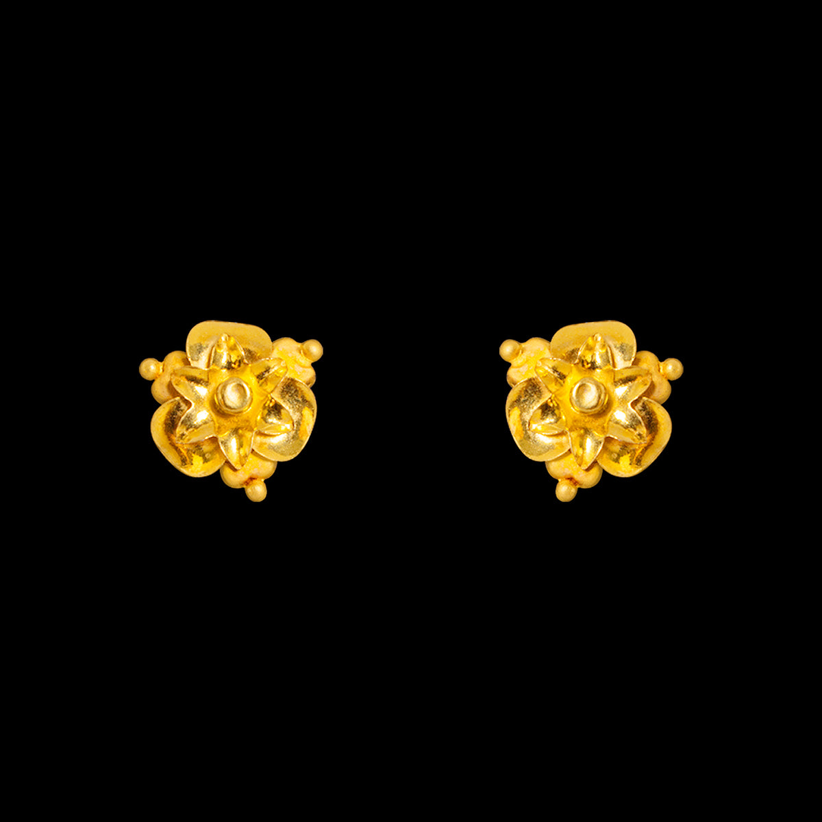 Zinnia Flower Diamond Stud Earrings Gold | MAS Designs