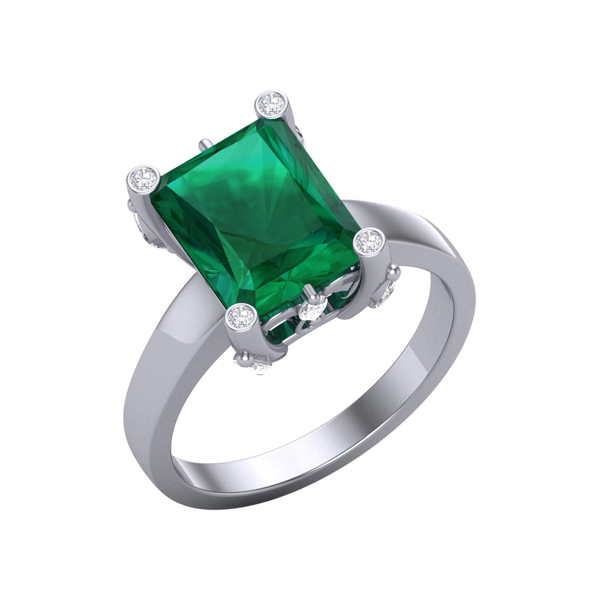 Green Tourmaline Solitaire Wedding Band Ring in Platinum Plated Sterling  Silver - 3634748 - TJC