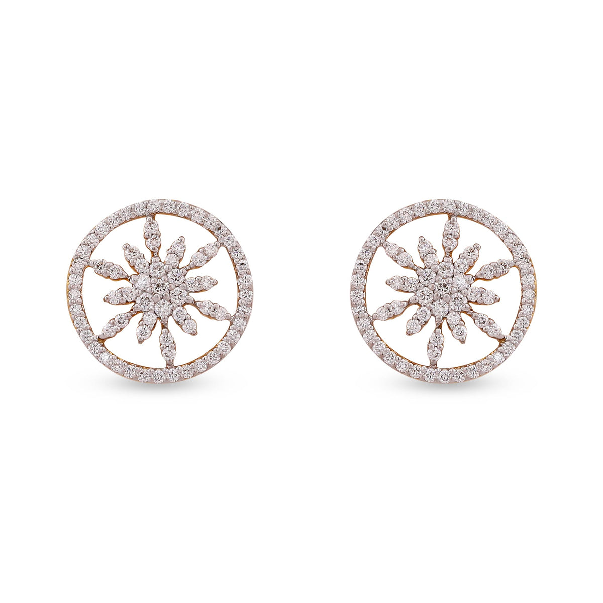 Rose gold diamond rosebud studs | Golden Flamingo