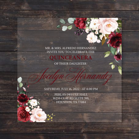 Ivory Floral Acrylic Wedding Invitation – Invitations by Luis Sanchez