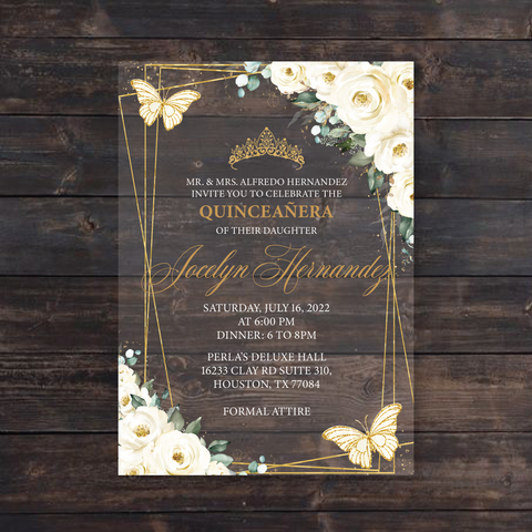 Floral and Gold Invitation Cards - Total Choice Shipping