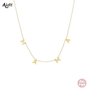 925 Sterling Silver MAMA Pendant Necklace - 18K Gold Plated - RevolutionYoga