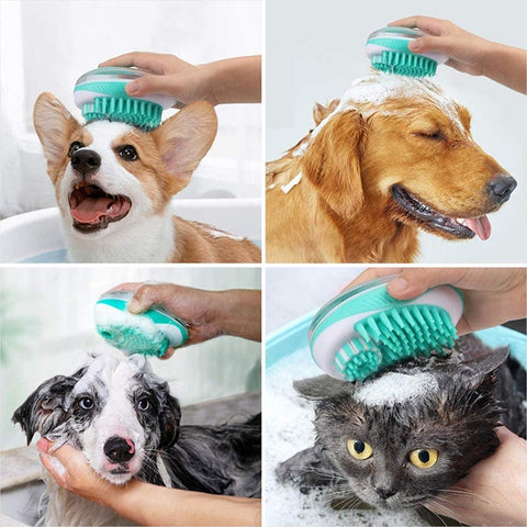 H&H Pets h&h pets bath brush with soap dispenser - grooming brush kit for  dogs & cats, dog supplies, bath massage shower brush, pet su