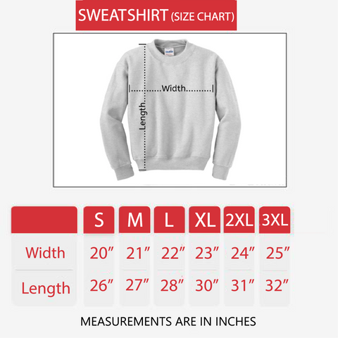 Sweatshirt Size Chart