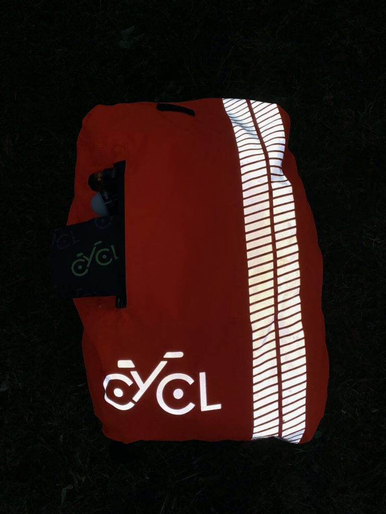 High Visibility Backpack Cover by night | CYCL