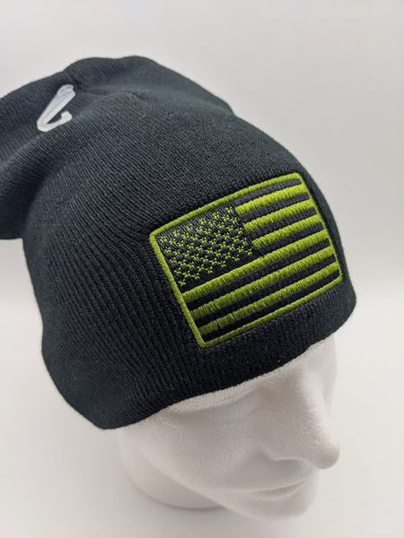 U.S. Flag Tactical Beanie Hat Cap -Black W/ Green Flag – Discount Flags