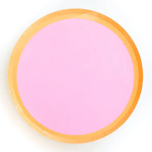 Lavender and peach color blocked paper plates - Navy Blooms - Peach Paper Plates