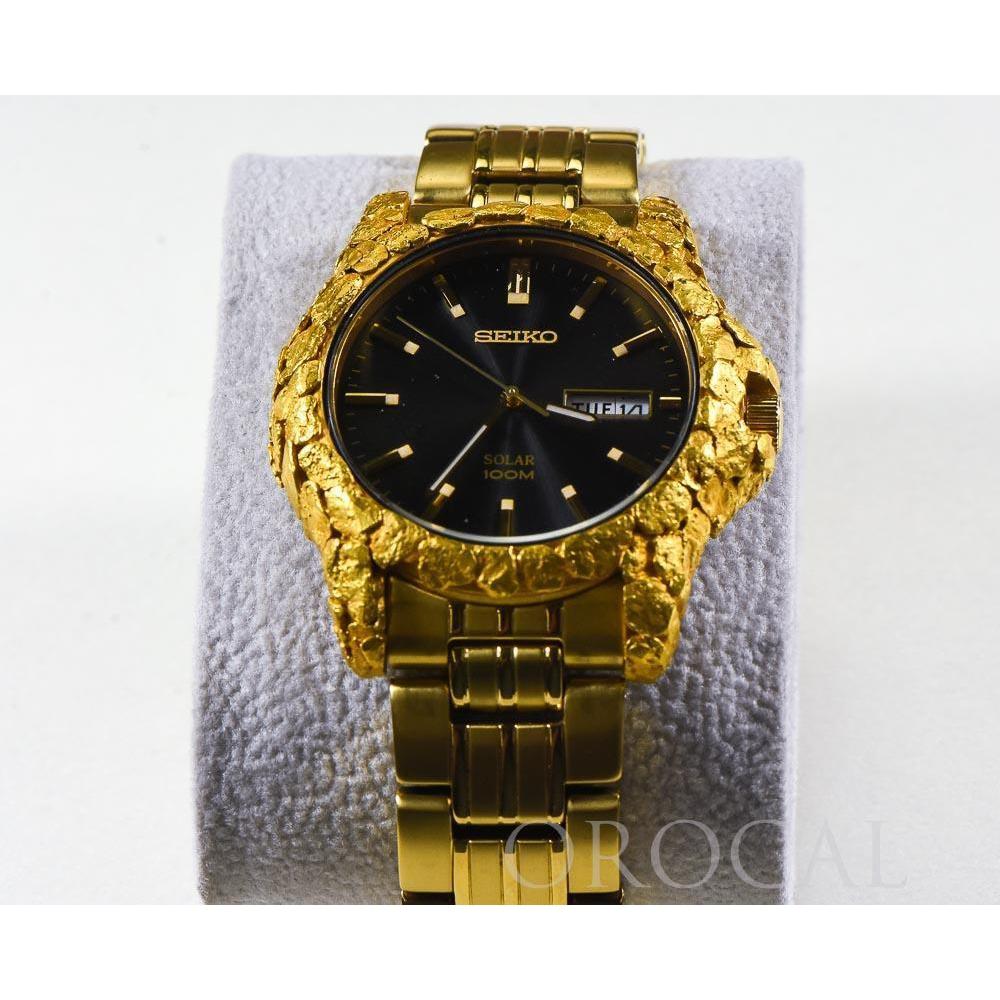 Seiko Gold Nugget Inlayed Solar Watch by Orocal – Gift US Gold