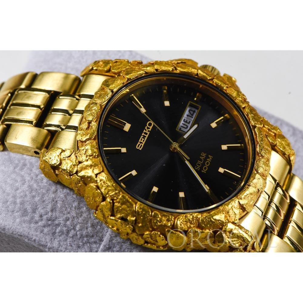 Seiko Gold Nugget Inlayed Solar Watch by Orocal – Gift US Gold