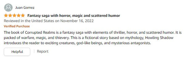 Howling Shadow 5 star reviewer for Book Two