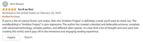 5 star review for Andalon Project