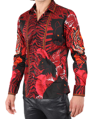 Barabas 'MOMBASA' TIGER Button Up Crystal Shirt