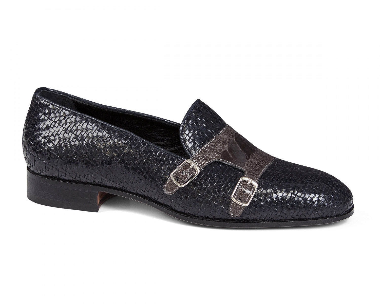 Mauri - 4811 Blue Woven & Grey Ostrich Leg Loafer