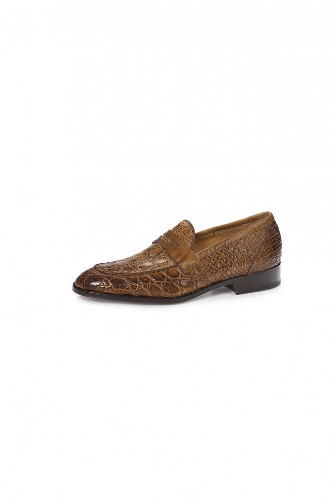 Mauri 4862 Brown Alligator Body Penny Loafers