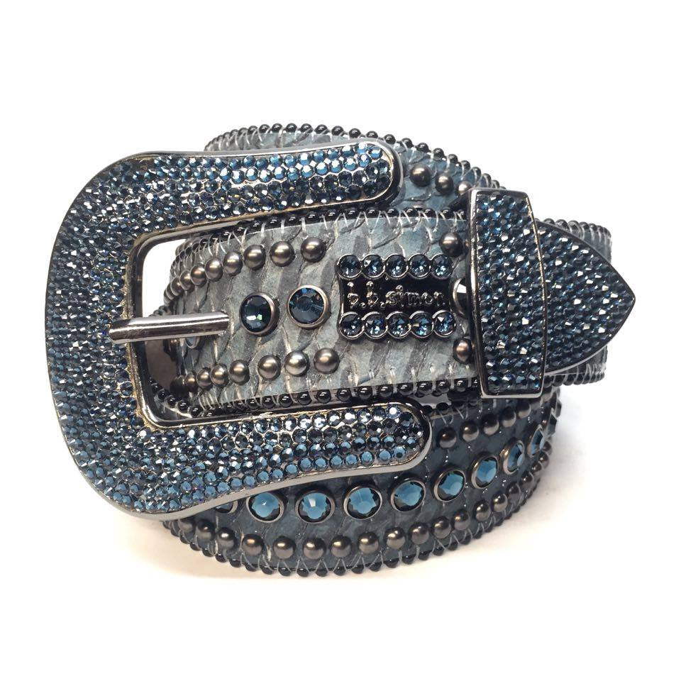 B.B. Simon Deep Blue Python Swarovski Crystal Belt – Dudes Boutique