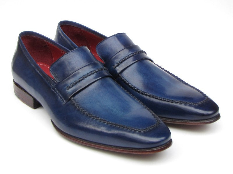 Paul Parkman Men's Loafer Shoes Navy Leather Upper And Leather Sole