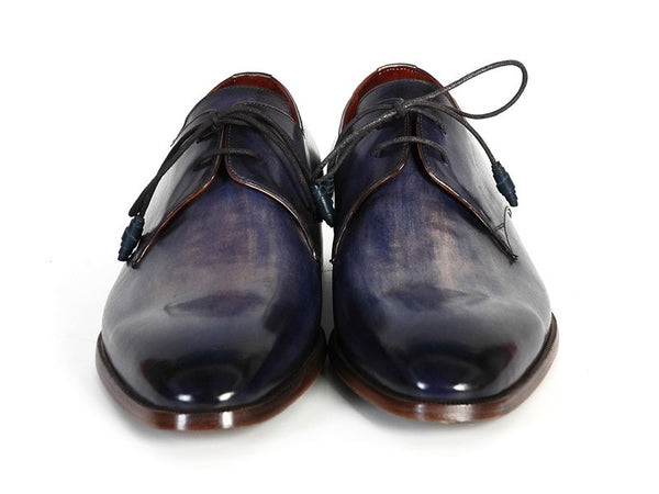Paul Parkman Men's Blue & Navy Hand-Painted Derby Shoes
