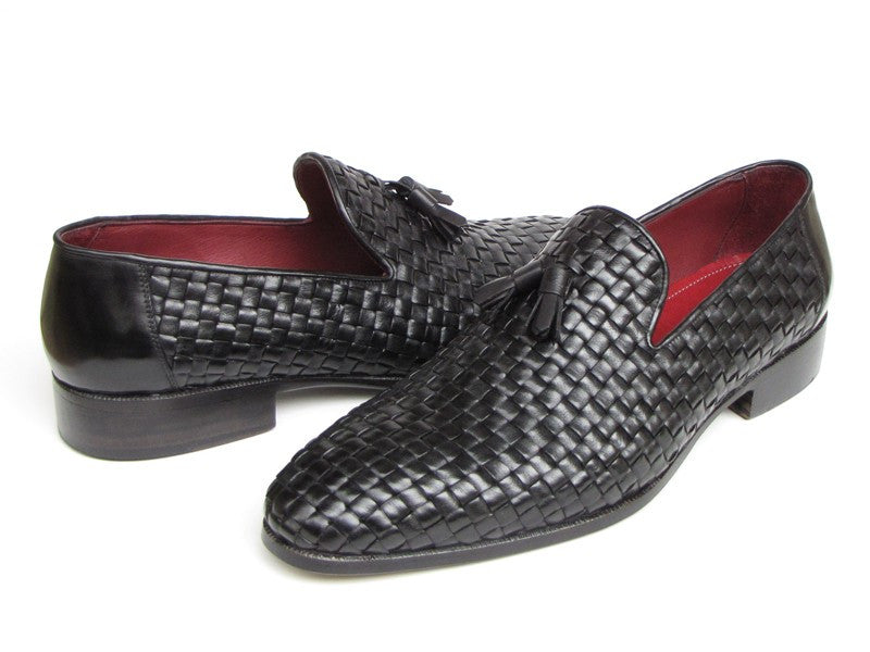 mens black woven loafers