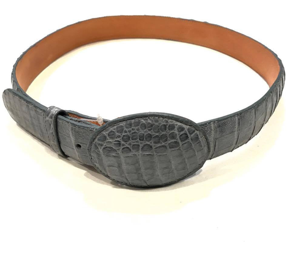 Los Altos Gray Crocodile Full Skin Belt