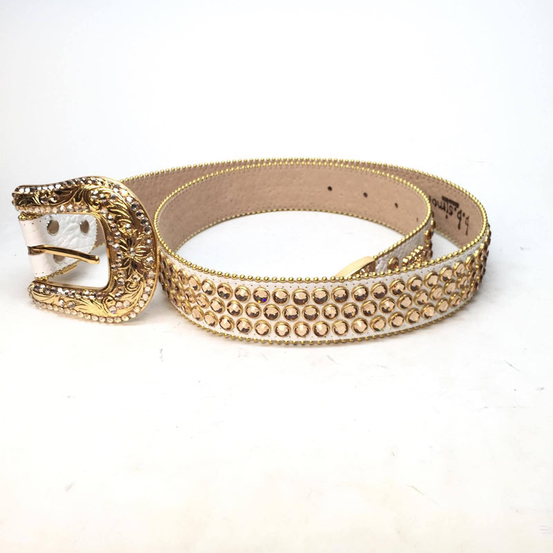 B.B Simon (White/gold crystal belt) – Vip Clothing Stores