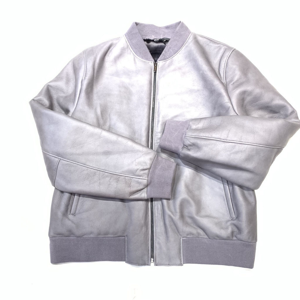 Daniels Leather Men's Grey Bomber Shearling Jacket