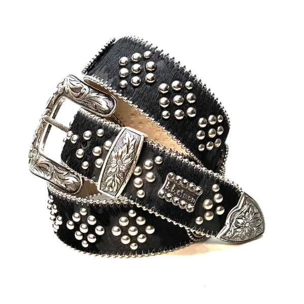 b.b. Simon Black Quad Studded Pony Crystal Belt