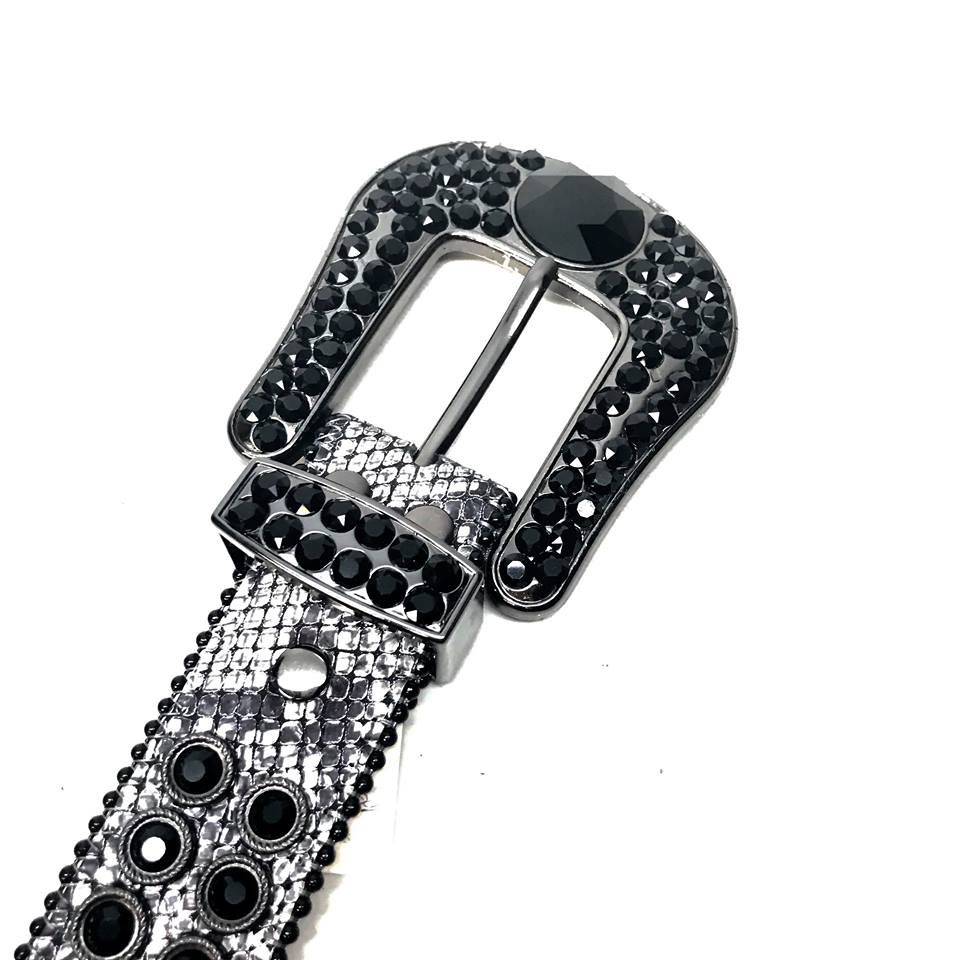 B.B. Simon Big Block Black Crystal Belt