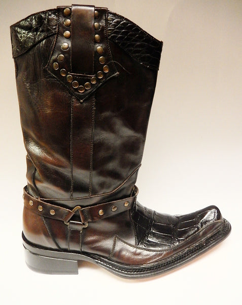 Mauri Chocolate Alligator & Calf Knee Boots 44238