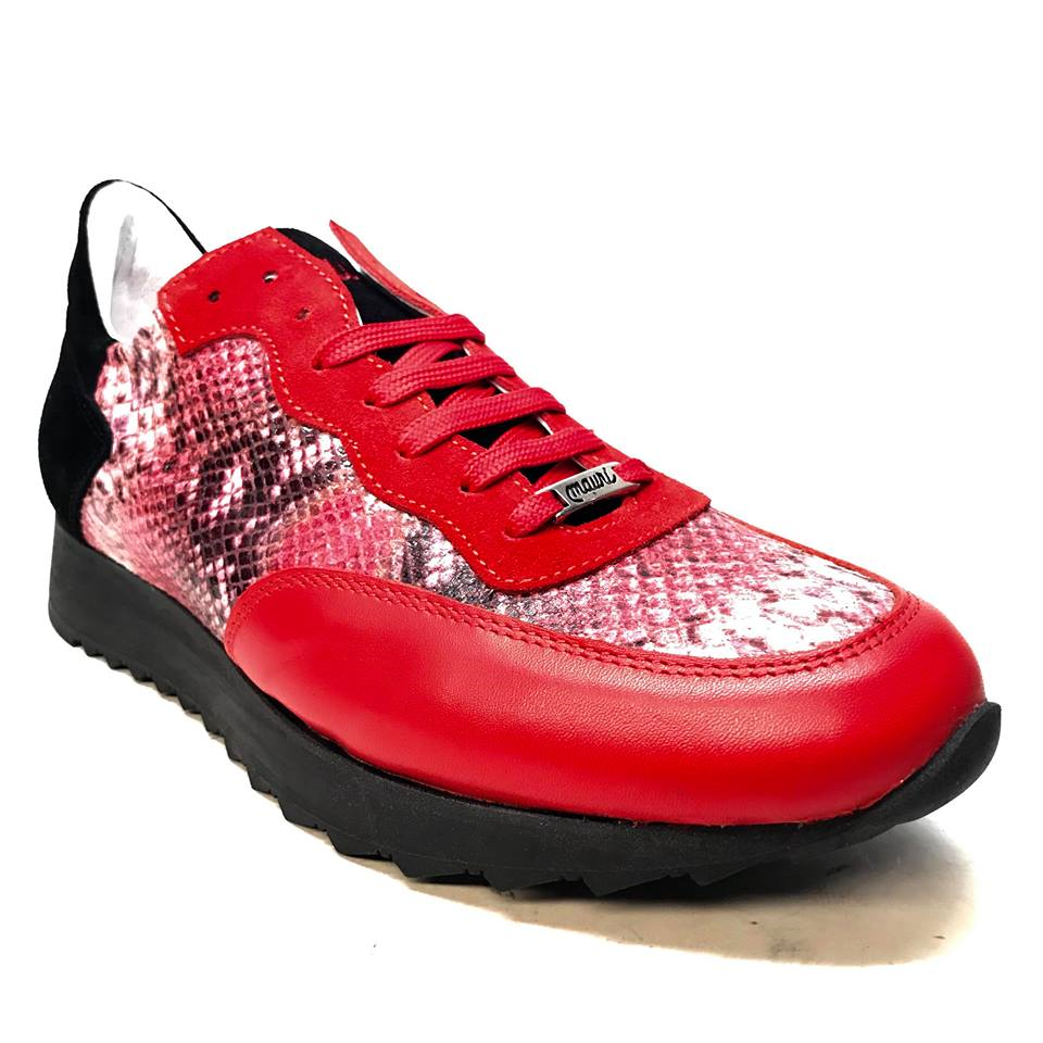 Mauri M728 Red Python Suede Sneakers