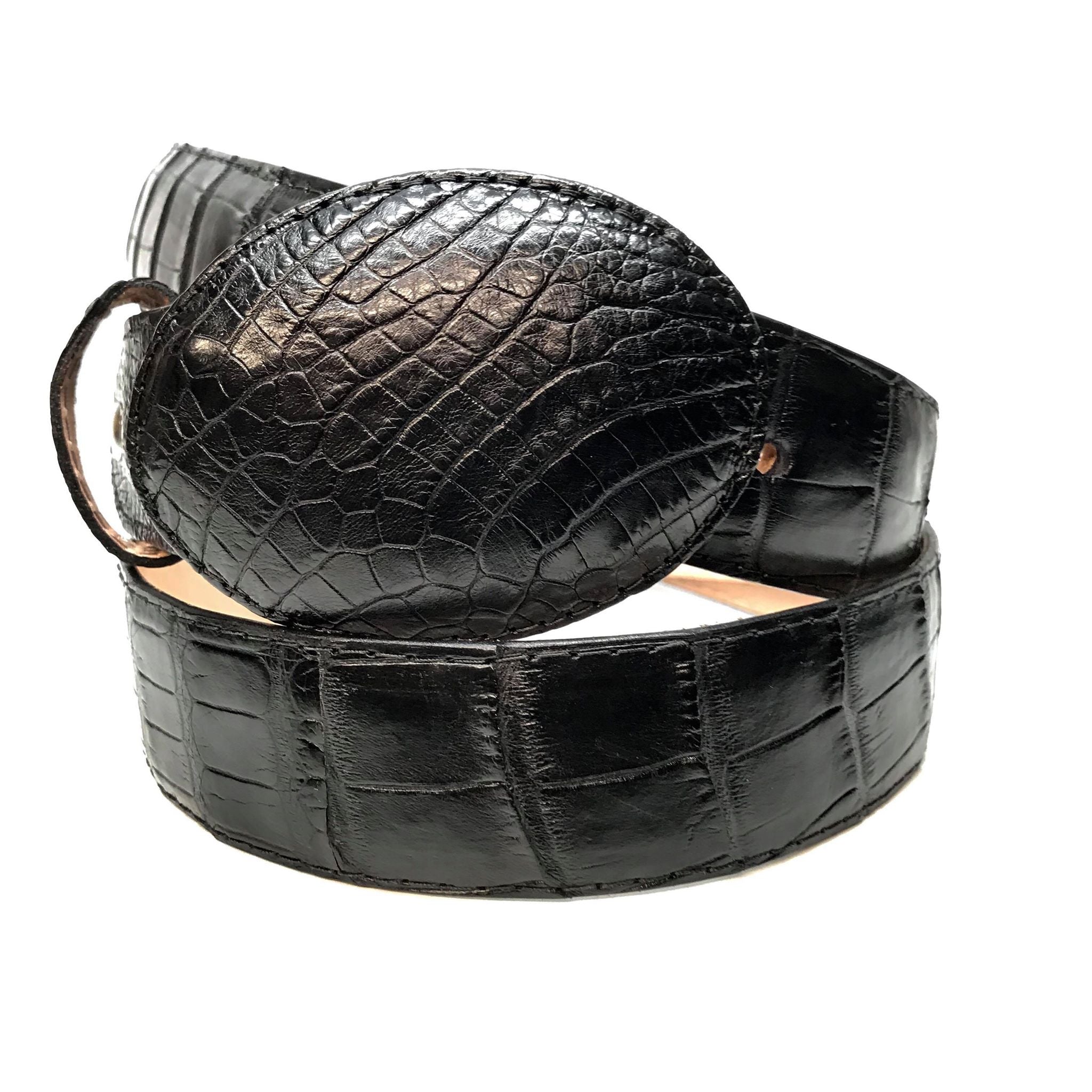 Kashani Men's Black Alligator Belt