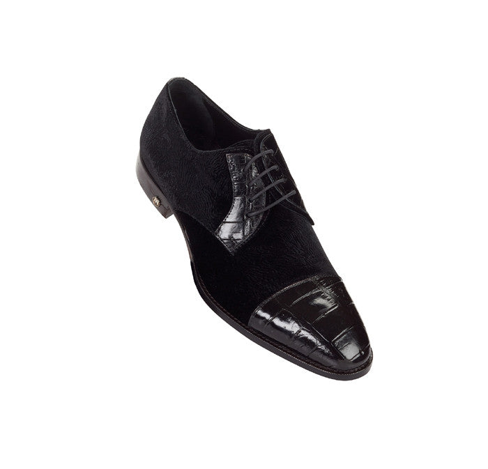 Mauri - 53164 "Ticinese" Black Alligator/Moir茅 Dress Shoe