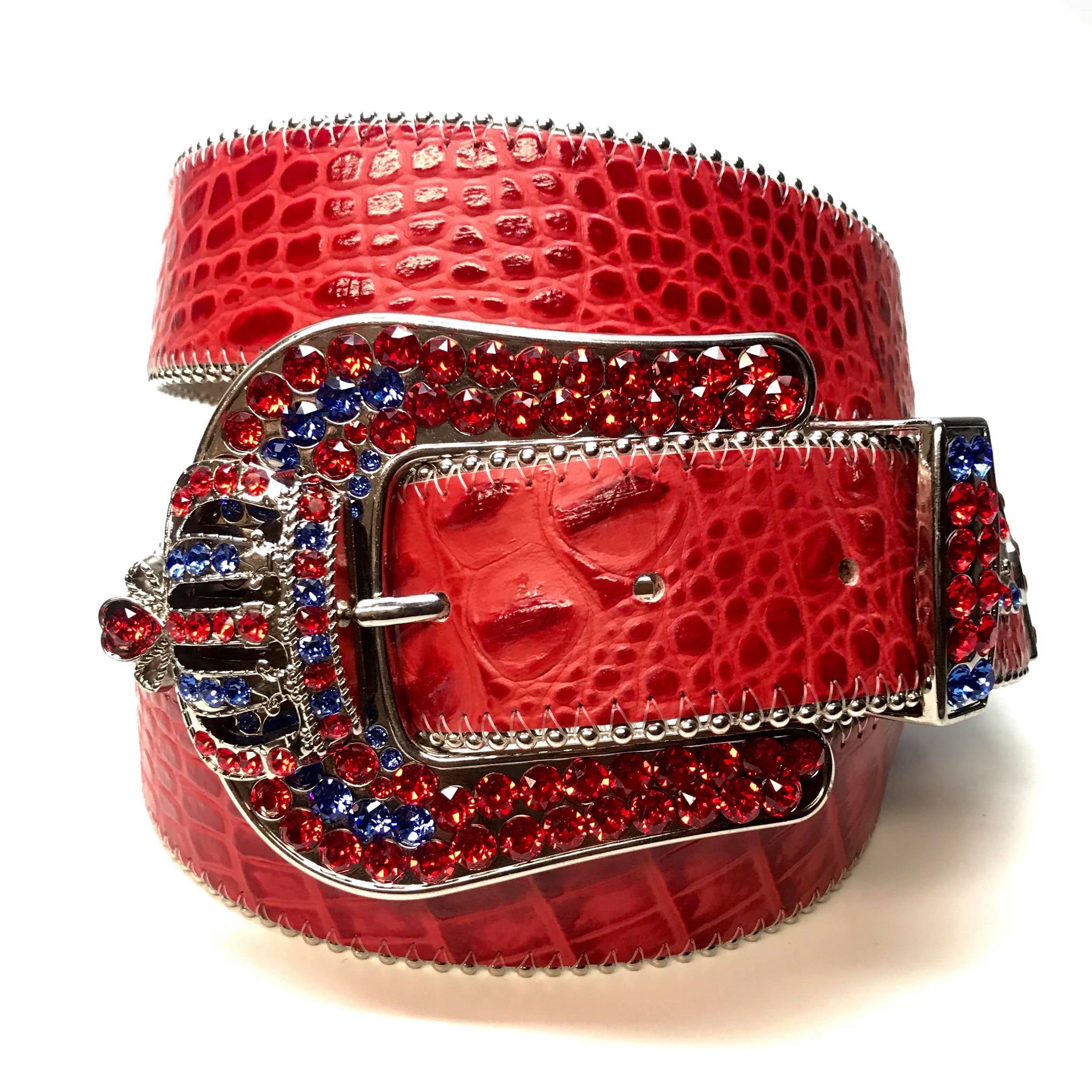 temperatur kronblad Ni B.B Simon "Red Blue Crown" Fully Loaded Crystal Belt