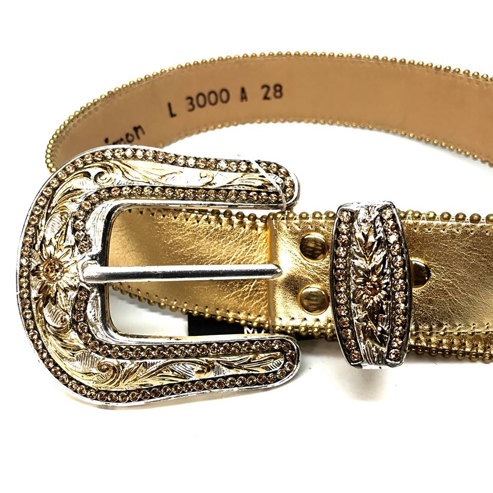 b.b. Simon Fully Loaded 'Gold Croc' Crystal Belt – Dudes Boutique