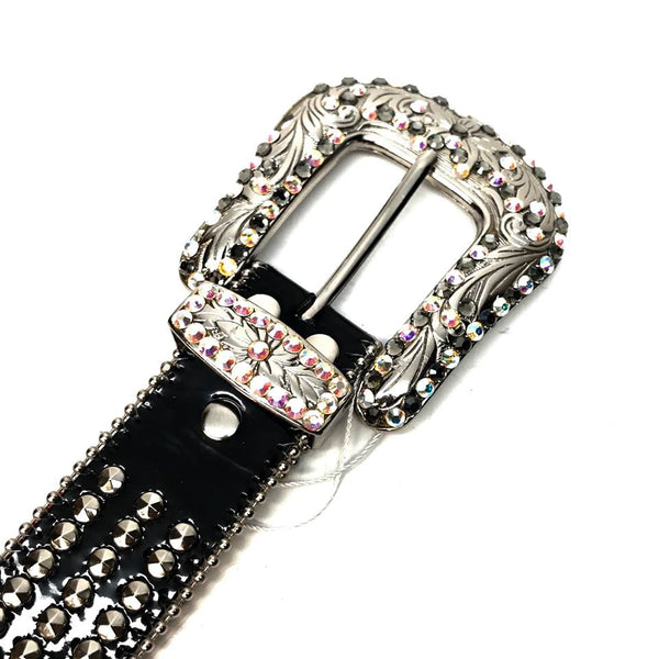 b.b. Simon 'Triple Studded' Patent Crystal Belt