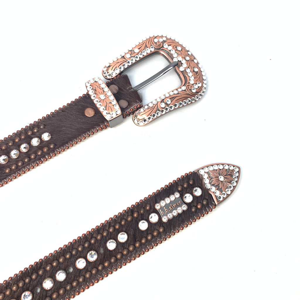 b.b. Simon Brown Bronze Studded Pony Crystal Belt