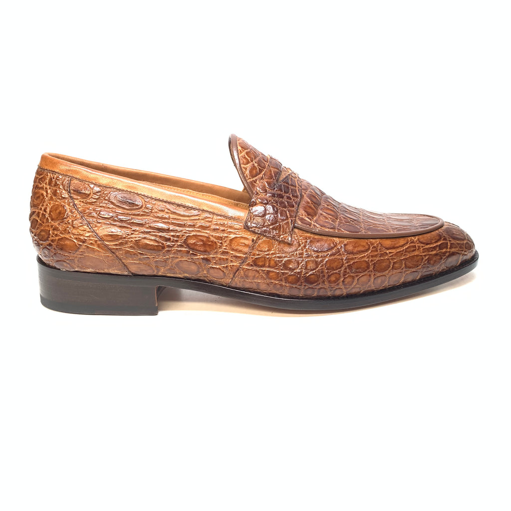 Mauri 4862 Brown Alligator Body Penny Loafers