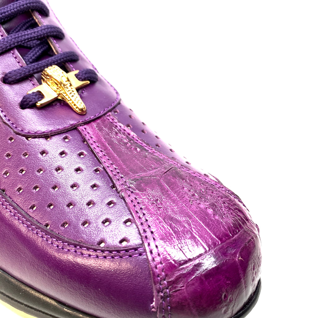 Mauri M770 Purple Crocodile Perforated Nappa Leather Sneaker