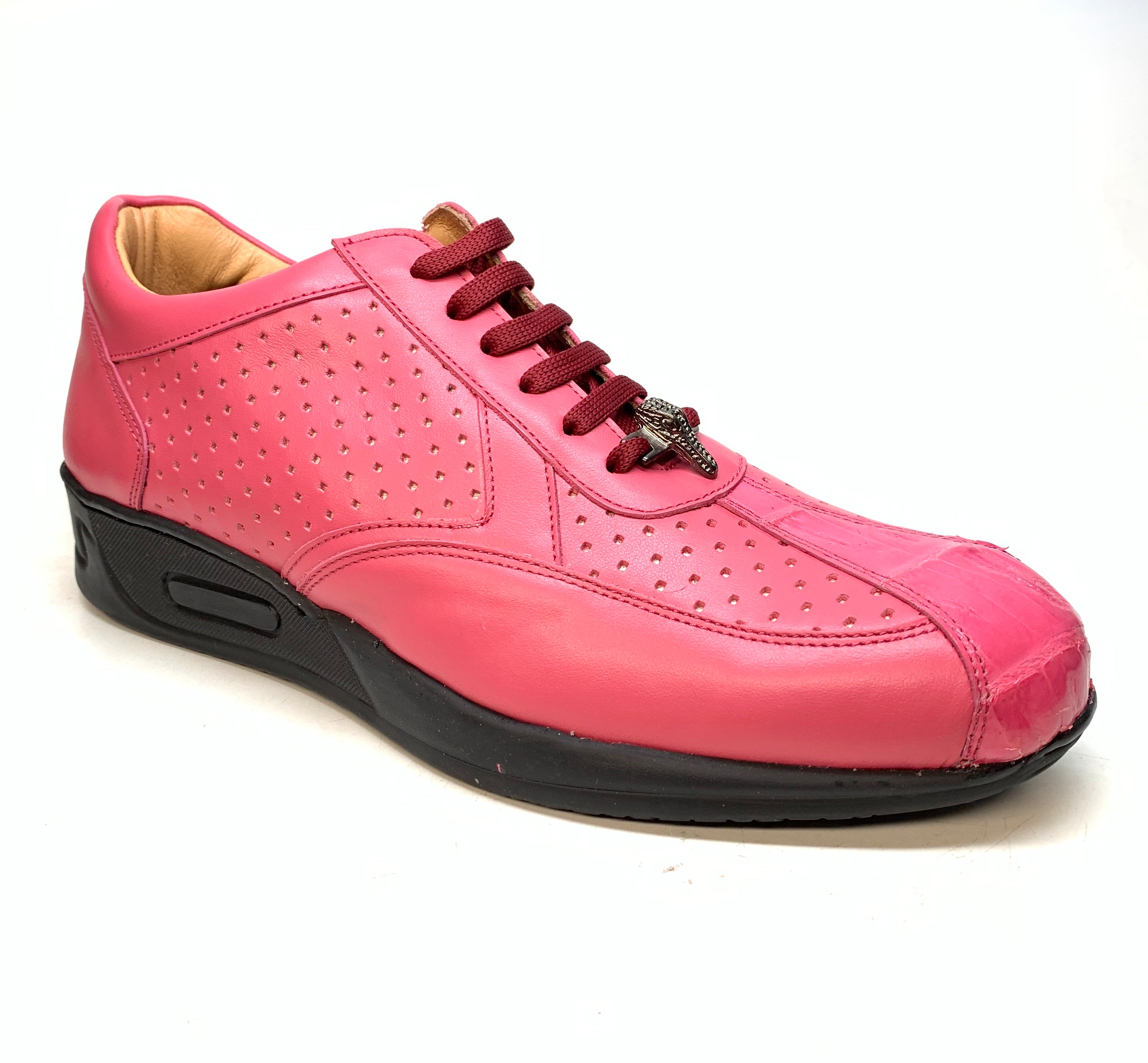 Mauri M770 Fuchsia Crocodile Perforated Nappa Leather Sneaker