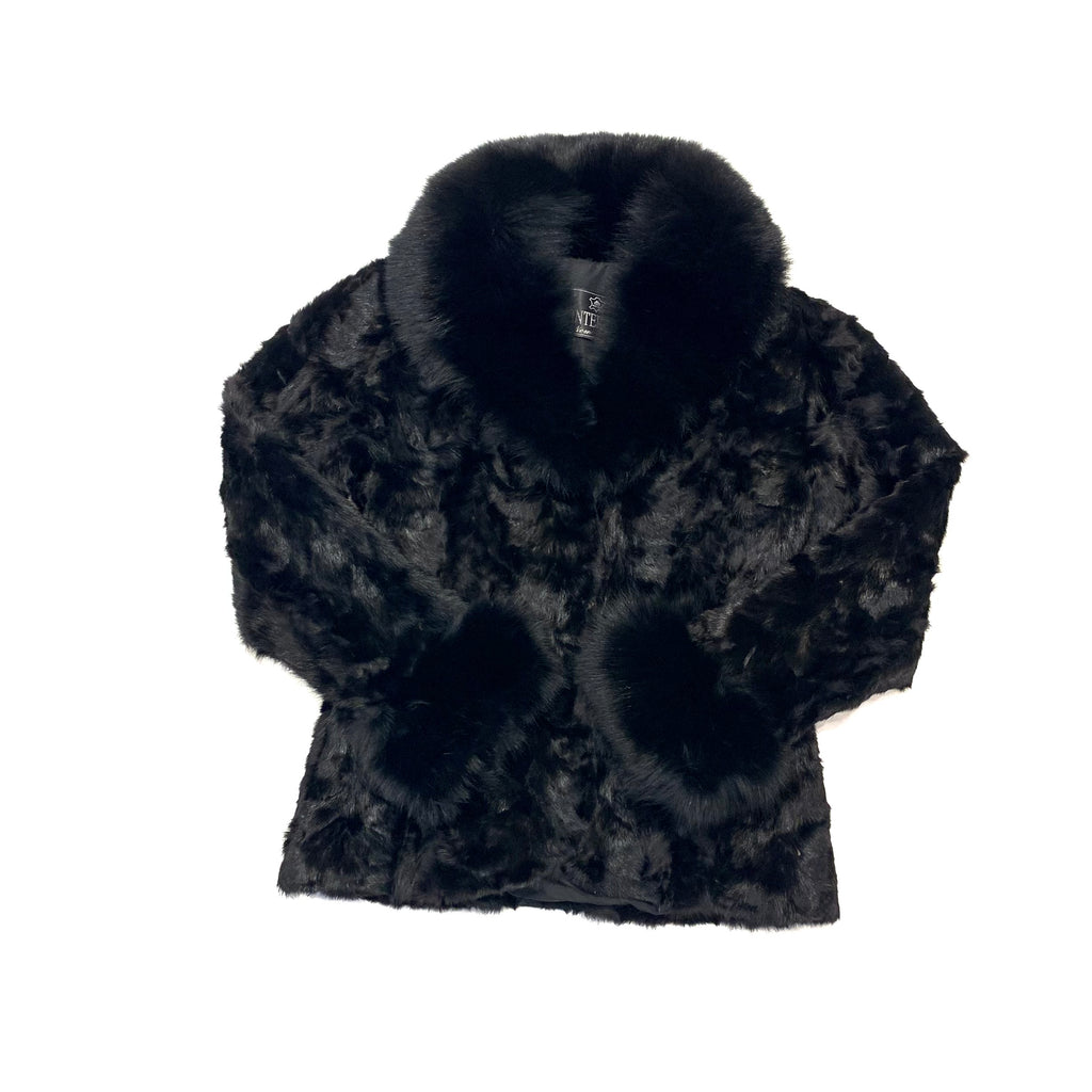Kashani Women's Black Mink Jacket with Fox Fur Lining