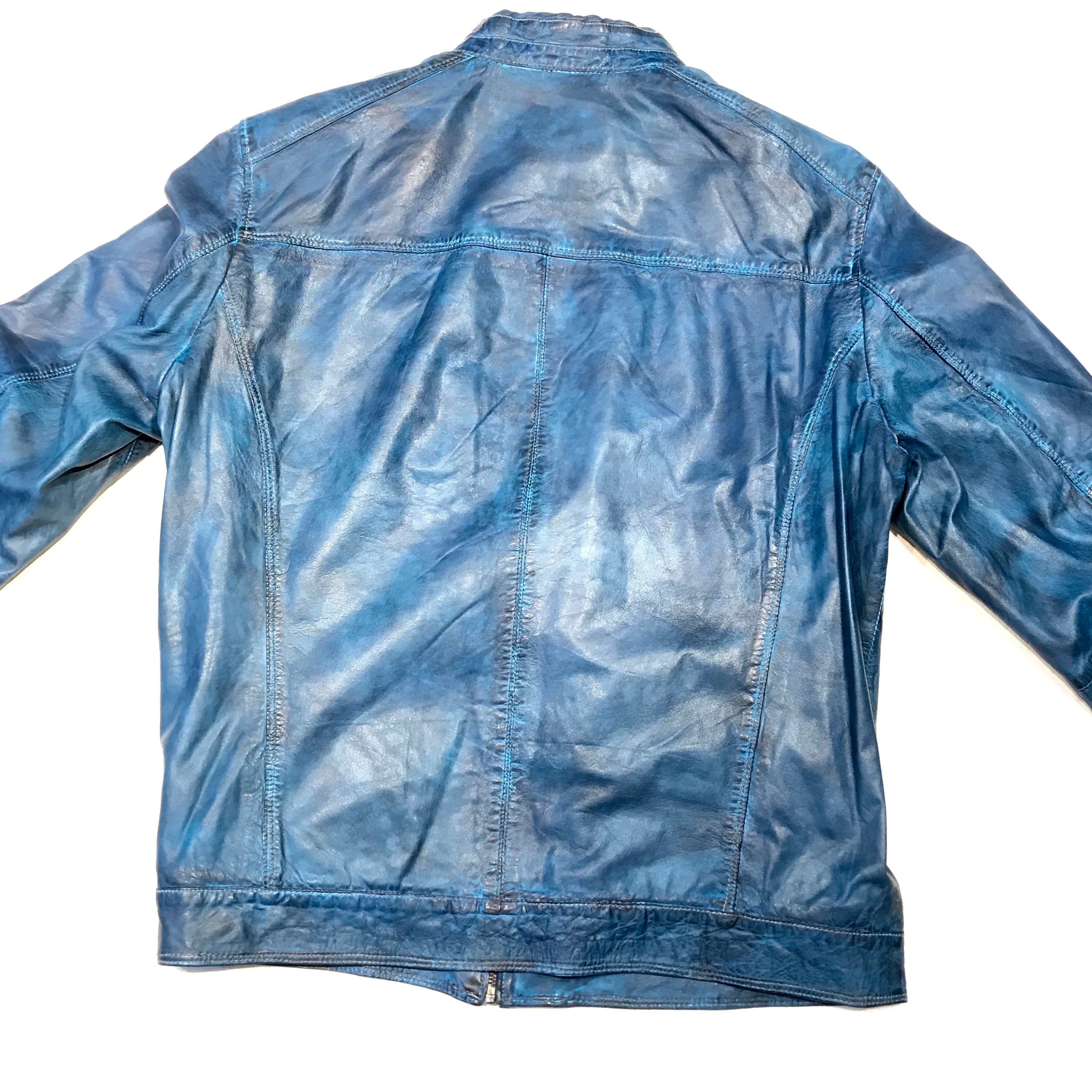 Missani Le Collezioni Carolina Blue Lambskin Leather Jacket