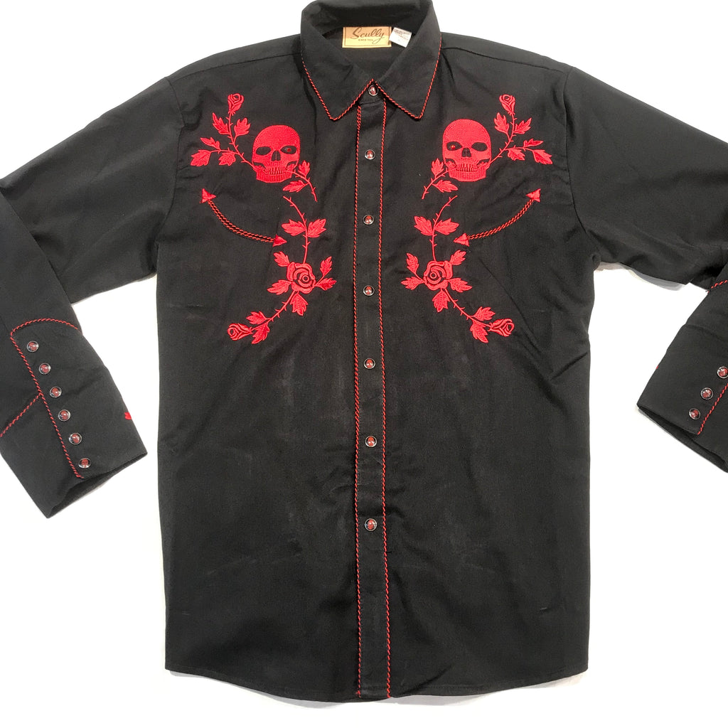 Scully Red Skull Western Long Sleeve Shirt