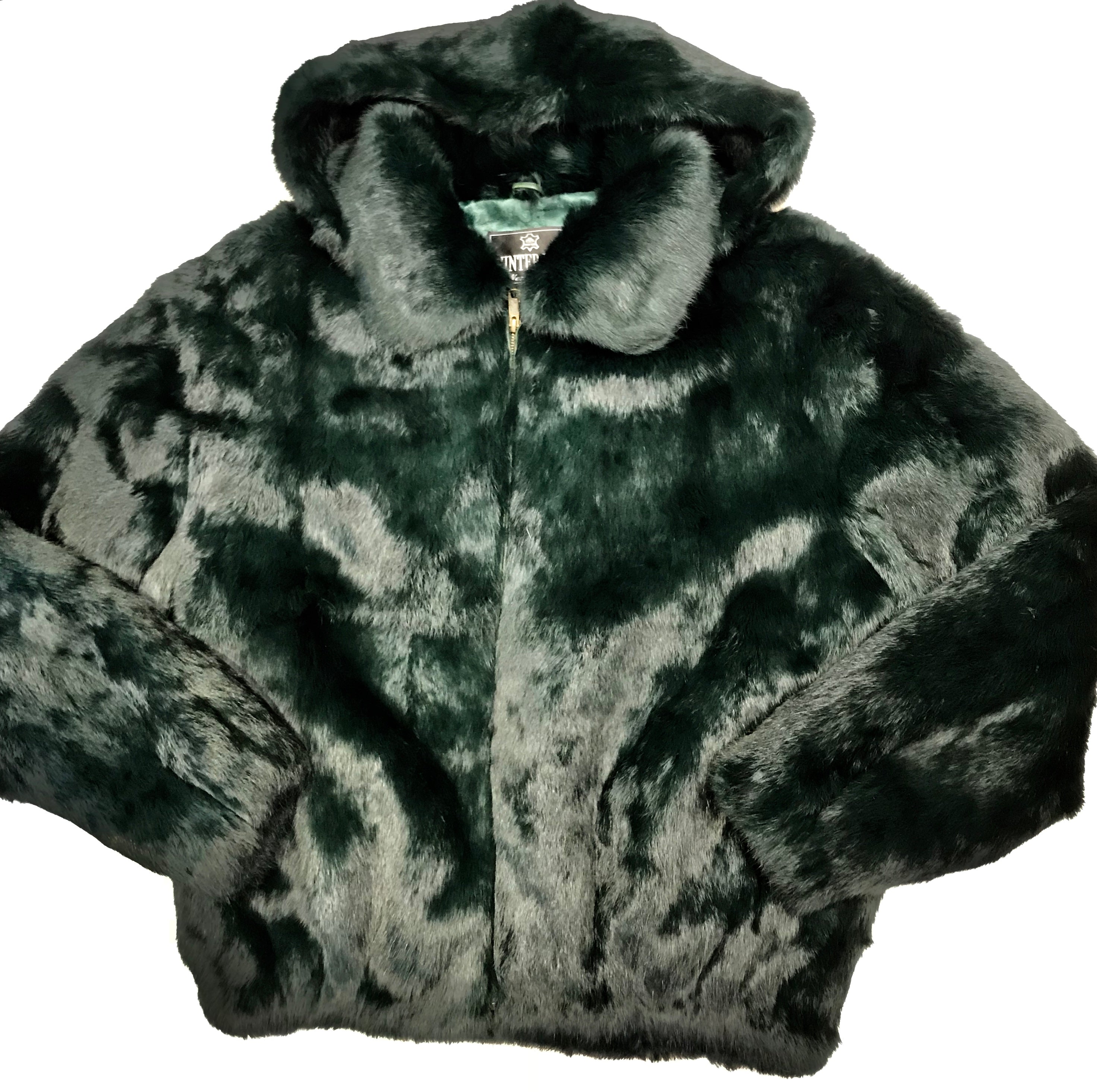 olive green jacket with fur hood