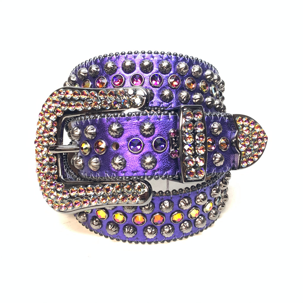 B B Simon Purple Gold Studded Crystal Belt